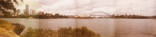 Poorly 'stiched' panorama of Sydney, Jan '82.