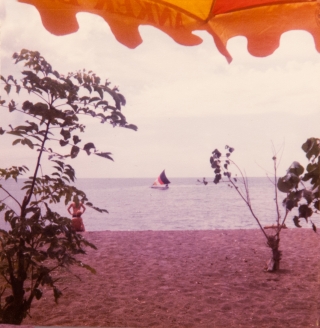 Beach at Legian, Bali, Jan '82.
