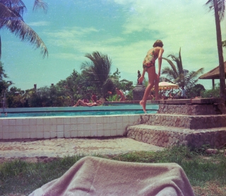 Hotel pool, Legian, Bali, Jan '82.
