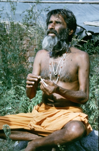 Sadhu Making Hash, Kullu Valley, India, '01.