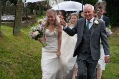 Rebekah and David arriving at her Wedding.