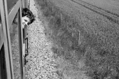 Rob on a train.