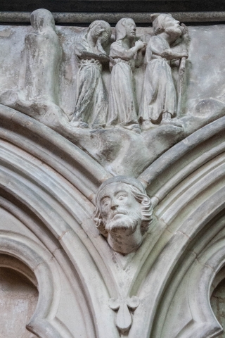 'Lots wife turned to salt', frieze from Chapter house, Salisbury Cathedral, '23.