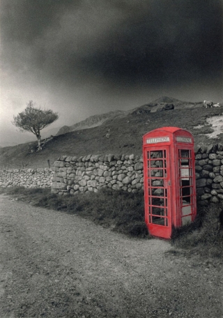 Red Phonebox, [B&W]Painted, Cumbria.