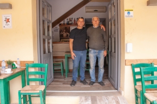 Stelios and Yannis, Menies Cafe, Rodhopos, Crete, '23.