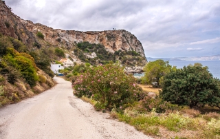 Arriving at Ravdoucha Beach Studios and Waves on the Rock, Crete, '23.