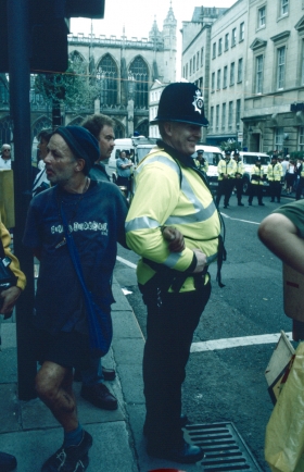 'Nice Cop', Reclaim the Streets,  Bath, '96.