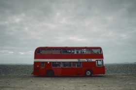 Red Bus on the Beach, Wales.